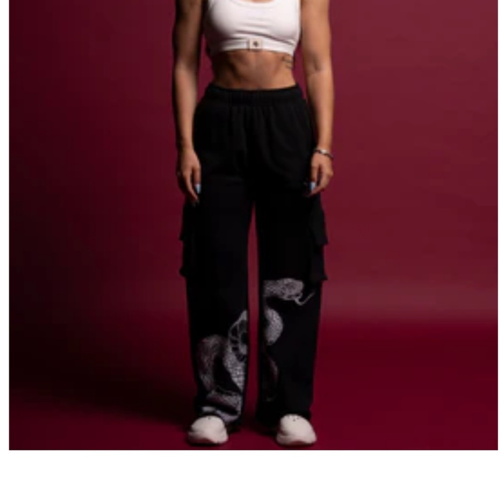 Darc Sport Black Wide Leg Pants with Snake Design